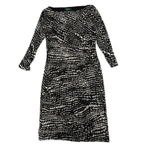 Lauren Ralph Lauren  Women's black and white patterned  sheath dress Size 8